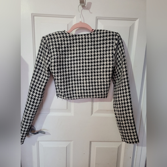 NWT Zara Houndstooth Cropped Blazer - Picture 2 of 5